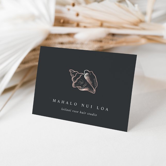 Tarjeta De Agradecimiento Elegante Rosa Gold Conch Shell Client (Subido por el creador)