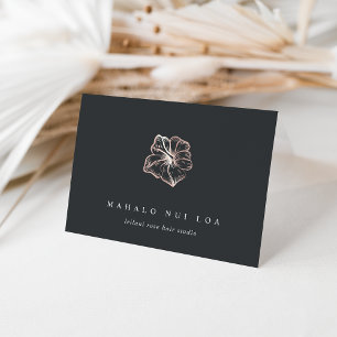 Tarjeta De Agradecimiento Elegante Rosa Gold Hibiscus Flower Client