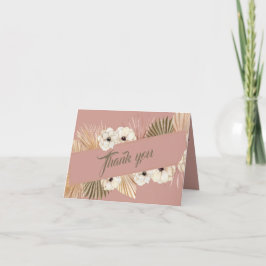 Tarjeta De Agradecimiento Elegante Rosa Gold Watercolor Floral Photo Boda