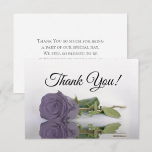 Tarjeta De Agradecimiento Elegante Rosa Morada Polvorienta Reflejada Boda Se