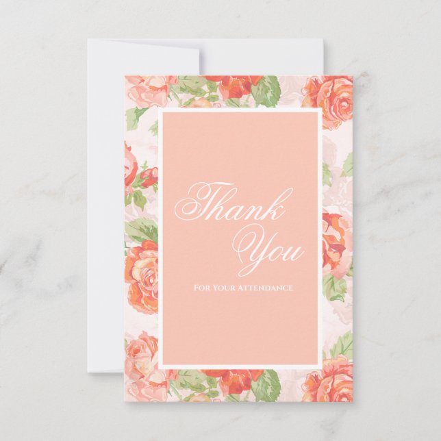 Tarjeta De Agradecimiento Elegante rosa naranja floral (Anverso)