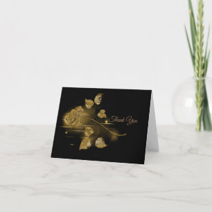 Tarjeta De Agradecimiento Elegante rosa negro y dorado