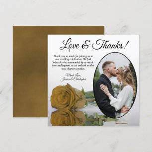 Tarjeta De Agradecimiento Elegante Rosa Ochre Oval Boda de fotografía