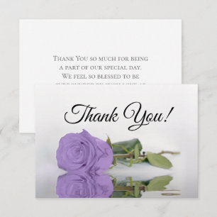 Tarjeta De Agradecimiento Elegante Rosa Púrpura Lavanda Simple Boda