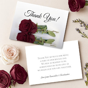 Tarjeta De Agradecimiento Elegante Rosa Reflejada Burgundy Boda Simple