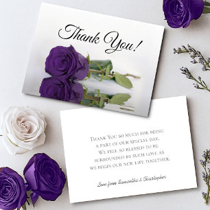 Tarjeta De Agradecimiento Elegante Rosa Reflejada de Color Púrpura Real Simp