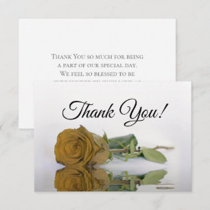 Tarjeta De Agradecimiento Elegante Rosa Reflejada de Ocre Dorado Boda Simple
