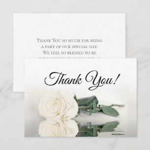 Tarjeta De Agradecimiento Elegante Rosa Reflejada Simple Boda de Marfil Blan