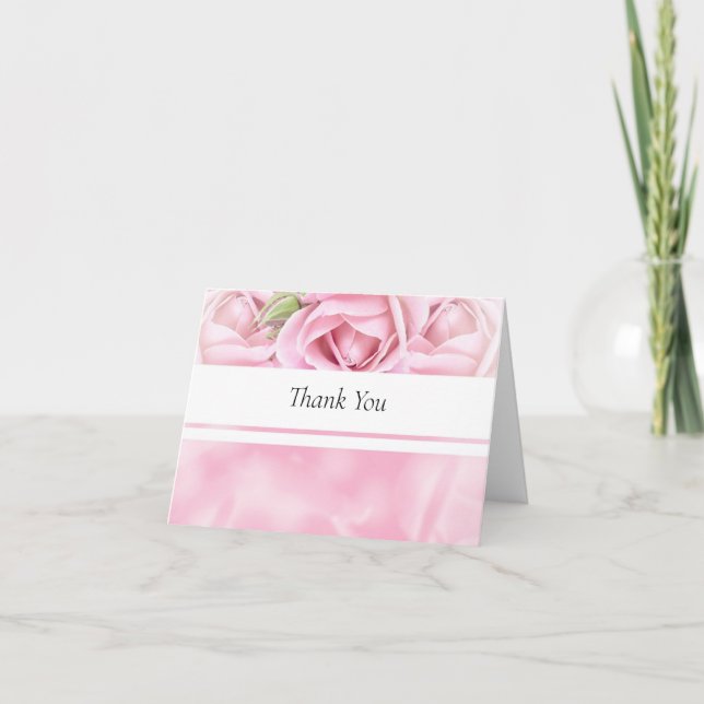 Tarjeta De Agradecimiento Elegante Rosa Rosa Rosa (Anverso)