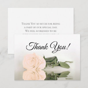 Tarjeta De Agradecimiento Elegante Rosa Simple Reflejada de Melocotón Pálido