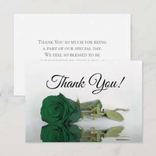 Tarjeta De Agradecimiento Elegante Rosa Simple Reflejada Verde Esmeralda Bod