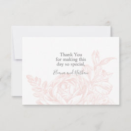 Tarjeta De Agradecimiento Elegante Rosa Suave Blanco Floral Boda