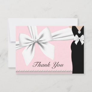 Tarjeta De Agradecimiento Elegante rosa Tiffany Pearls Fancy Baby Shower
