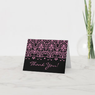 Tarjeta de agradecimiento elegante rosa y negro da