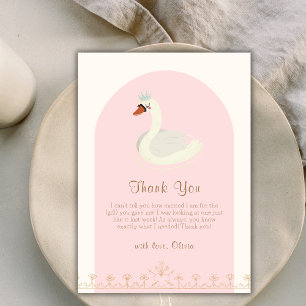 Tarjeta De Agradecimiento Elegante rosado Boho Arch Princess Swan Baby Showe