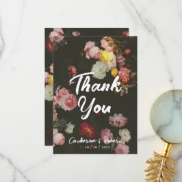 Tarjeta De Agradecimiento Elegante Rosas de Moda oscura Floral Vintage