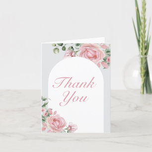 Tarjeta De Agradecimiento Elegante Rosas Rosadas Cumpleaños Gracias