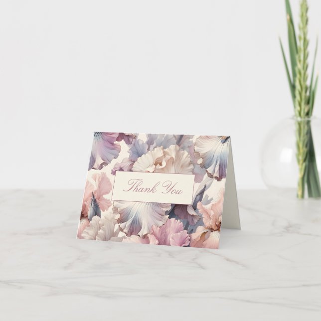 Tarjeta De Agradecimiento Elegante Rubor Floral Classic Formal Bridal Shower (Anverso)