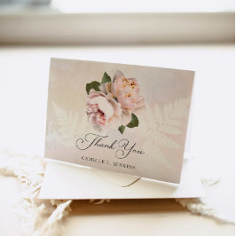 Tarjeta De Agradecimiento Elegante Rubor Flower Bridal Shower Doblado