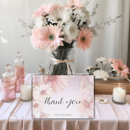 Tarjeta De Agradecimiento Elegante Rubor Pink Daisy Gracias