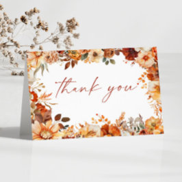 Tarjeta De Agradecimiento Elegante Rústica Boda Floral Otoño