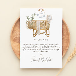 Tarjeta De Agradecimiento Elegante Rústico Boho Baby Cot Baby Shower