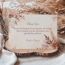 Tarjeta De Agradecimiento Elegante Rústico Botánico Rosado