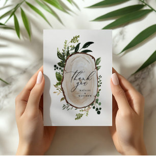 Tarjeta De Agradecimiento Elegante Rústico Botánico Verde Gracias chic