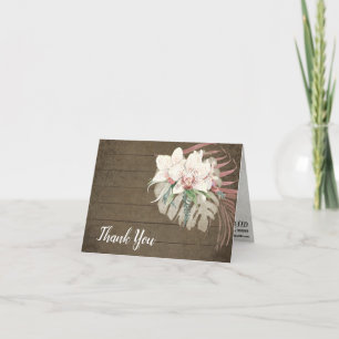 Tarjeta De Agradecimiento Elegante Rústico Foliage Tropical Floral Gracias