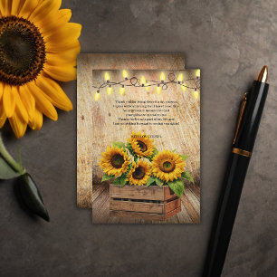 Tarjeta De Agradecimiento Elegante Rústico Sunflower Crate Moderno Baby Show