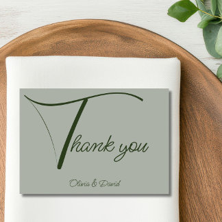 Tarjeta De Agradecimiento Elegante Sage Green