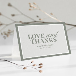 Tarjeta De Agradecimiento Elegante Sage Green | Boda de lujo clásico