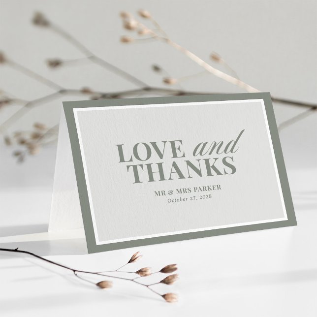 Tarjeta De Agradecimiento Elegante Sage Green | Boda de lujo clásico (Subido por el creador)