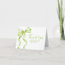 Tarjeta De Agradecimiento Elegante Sage Green Bow Bridal Shower Gracias
