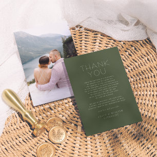 Tarjeta De Agradecimiento Elegante Sage Green Simple Photo Boda