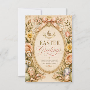 Tarjeta De Agradecimiento Elegante saludo de Pascua, estilo botánico vintage