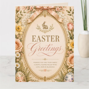 Tarjeta De Agradecimiento Elegante saludo de Pascua, estilo botánico vintage