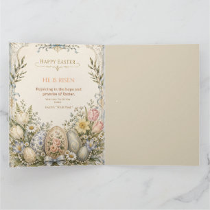 Tarjeta De Agradecimiento Elegante saludo de Pascua, estilo porcelana azul y