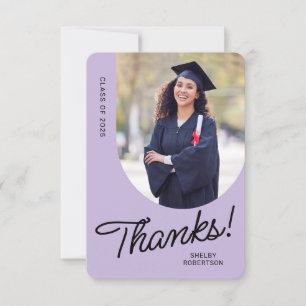 Tarjeta De Agradecimiento Elegante Script Arch Photo Graduate Purple