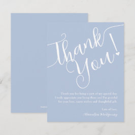 Tarjeta De Agradecimiento Elegante Script Boy Baby Shower Blue