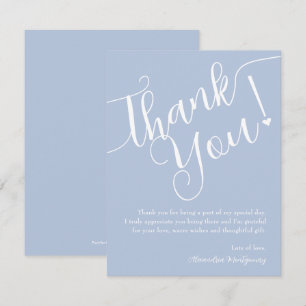 Tarjeta De Agradecimiento Elegante Script Boy Baby Shower Blue