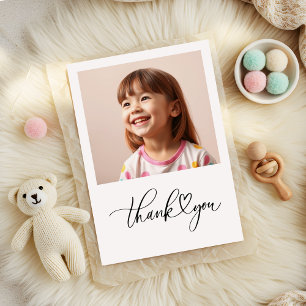 Tarjeta De Agradecimiento Elegante Script Corazón Minimalista Cumpleaños