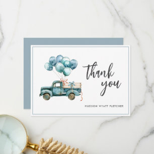 Tarjeta De Agradecimiento Elegante Script Dusty Blue Baby Boy Gracias Tarjet