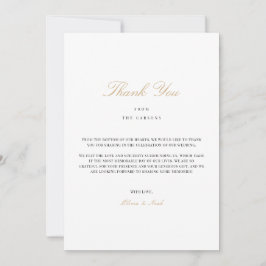 Tarjeta De Agradecimiento Elegante Script Gold & White