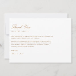Tarjeta De Agradecimiento Elegante Script Gold & White