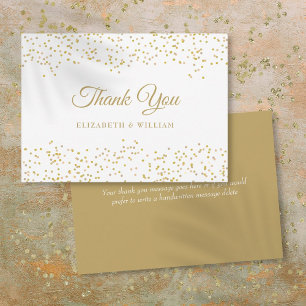 Tarjeta De Agradecimiento Elegante Script Gracias Moda Confetti De Polvo Oro