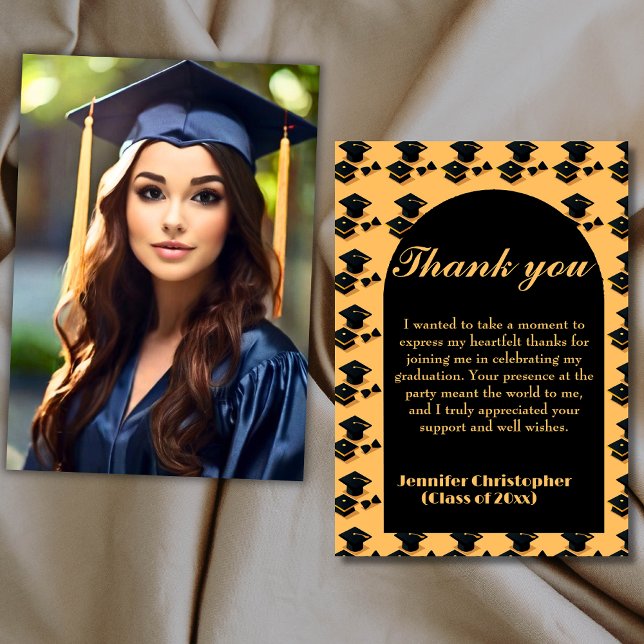 Tarjeta De Agradecimiento Elegante Script Graduación de fotos Gracias Cartas (Subido por el creador)
