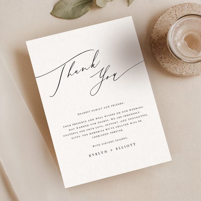 Tarjeta De Agradecimiento Elegante Script Mesa de recepción de la boda blanc (Subido por el creador)