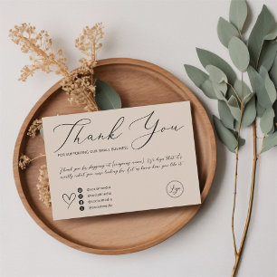 Tarjeta De Agradecimiento Elegante Script Minimalista Latte Order Gracias