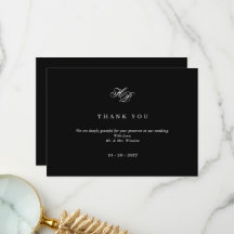 Elegante Script Monograma Boda blanco y negro